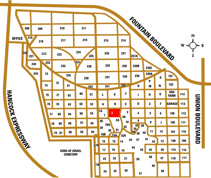 Map of Evergreen Cemetery