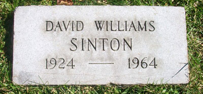 Headstone of David Williams Sinton 1924 - 1964