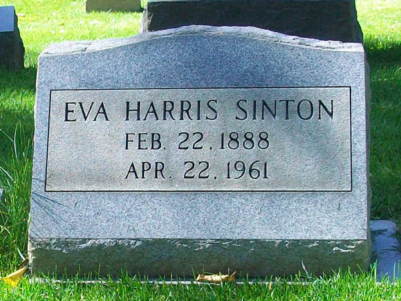 Photograph of Eva Harris Sinton Headstone
