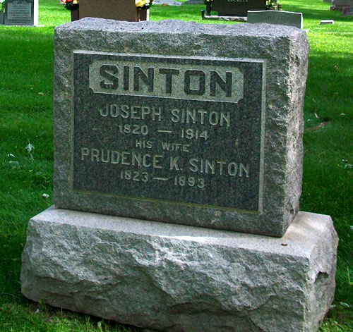 Headstone of Prudence Sinton (née Kelly) 1823 - 1893