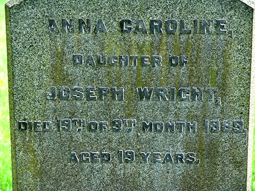Headstone of Anna Caroline Wright 1870 - 1889