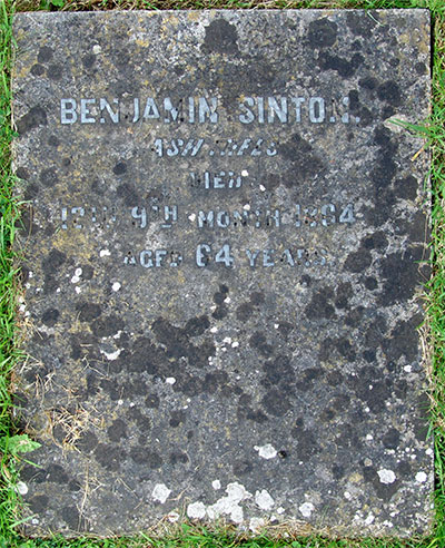 Headstone of Benjamin Sinton 1800 - 1864