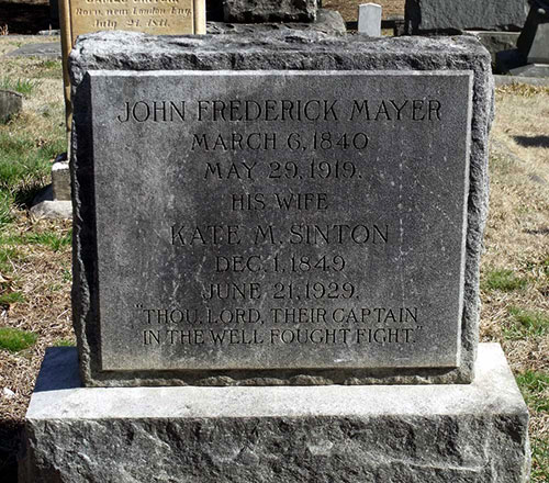 Headstone of Catherine M. Mayer (née Sinton) 1849 - 1929