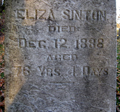Inscription for Eliza Sinton, Illinois