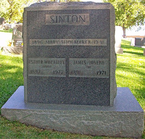Headstone of Mary Estelle Shoemaker Sinton 1895 - 1941