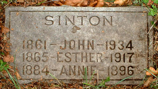 Headstone of Esther Sinton (née Tully) 1859 - 1917