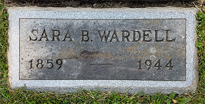 Headstone of Sara Barrett Wardell (née Acheson) 1858 - 1944