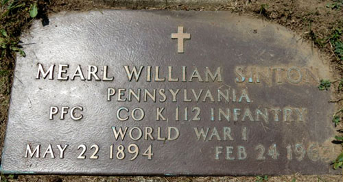 Headstone of Mearl William Sinton 1894 - 1963