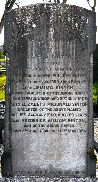 Headstone of William Sinton 1867 - 1950
