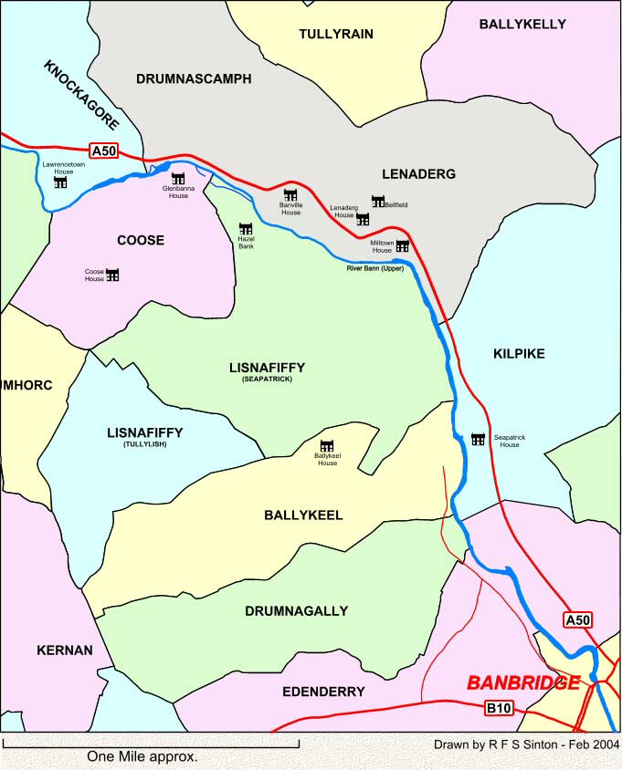 Townlands to the north-west of Banbridge, Co. Down