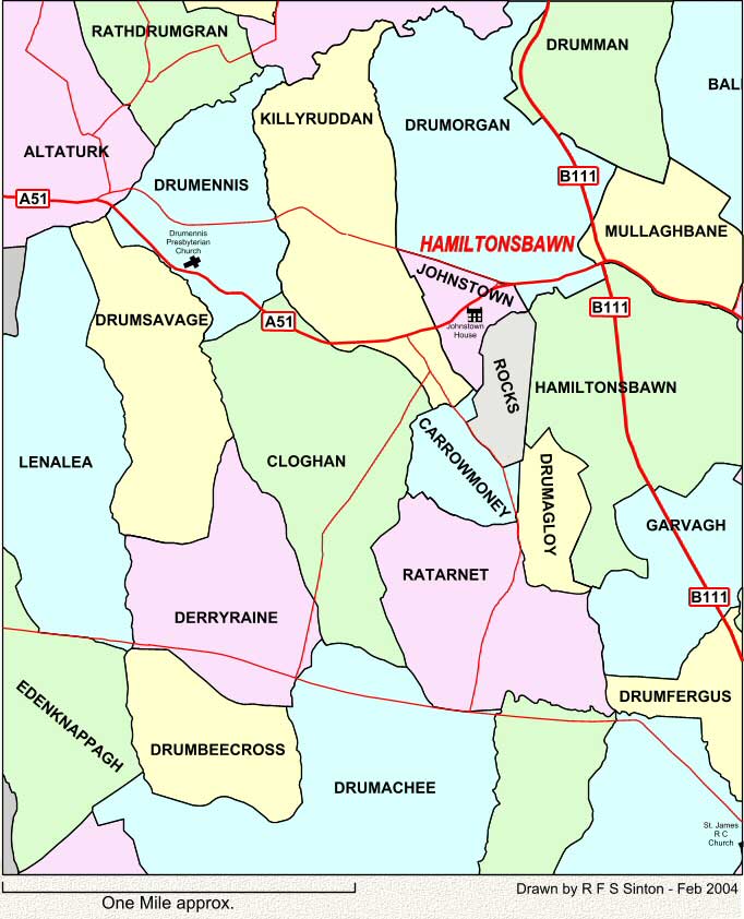 Townlands around Hamiltonsbawn, Co. Armagh